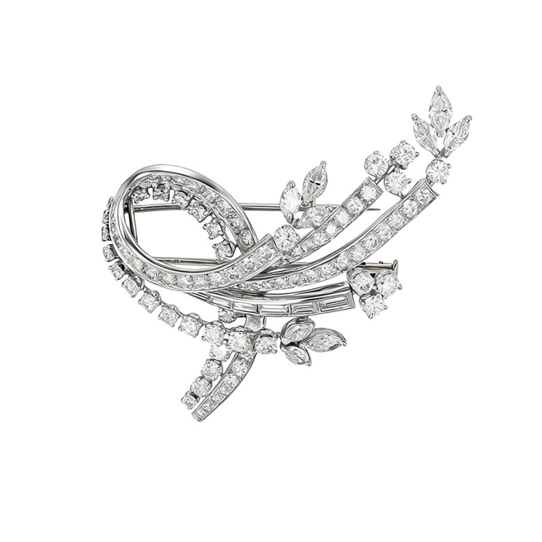 Broche vintage diamants 4.41 carats platine 17.56g Comme neuf -  reconditionné disponible sur Gemme Les Bijoux